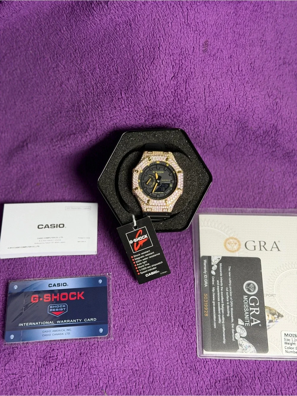 Casio G-Shock Black Dial Gold Crystal Bezel Men's Watch